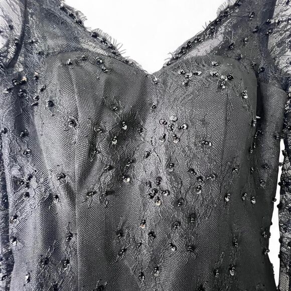 Vintage-Inspired Women's Black Beaded Evening Gown L Dark Feminine Gothic Glam - Picture 8 of 8